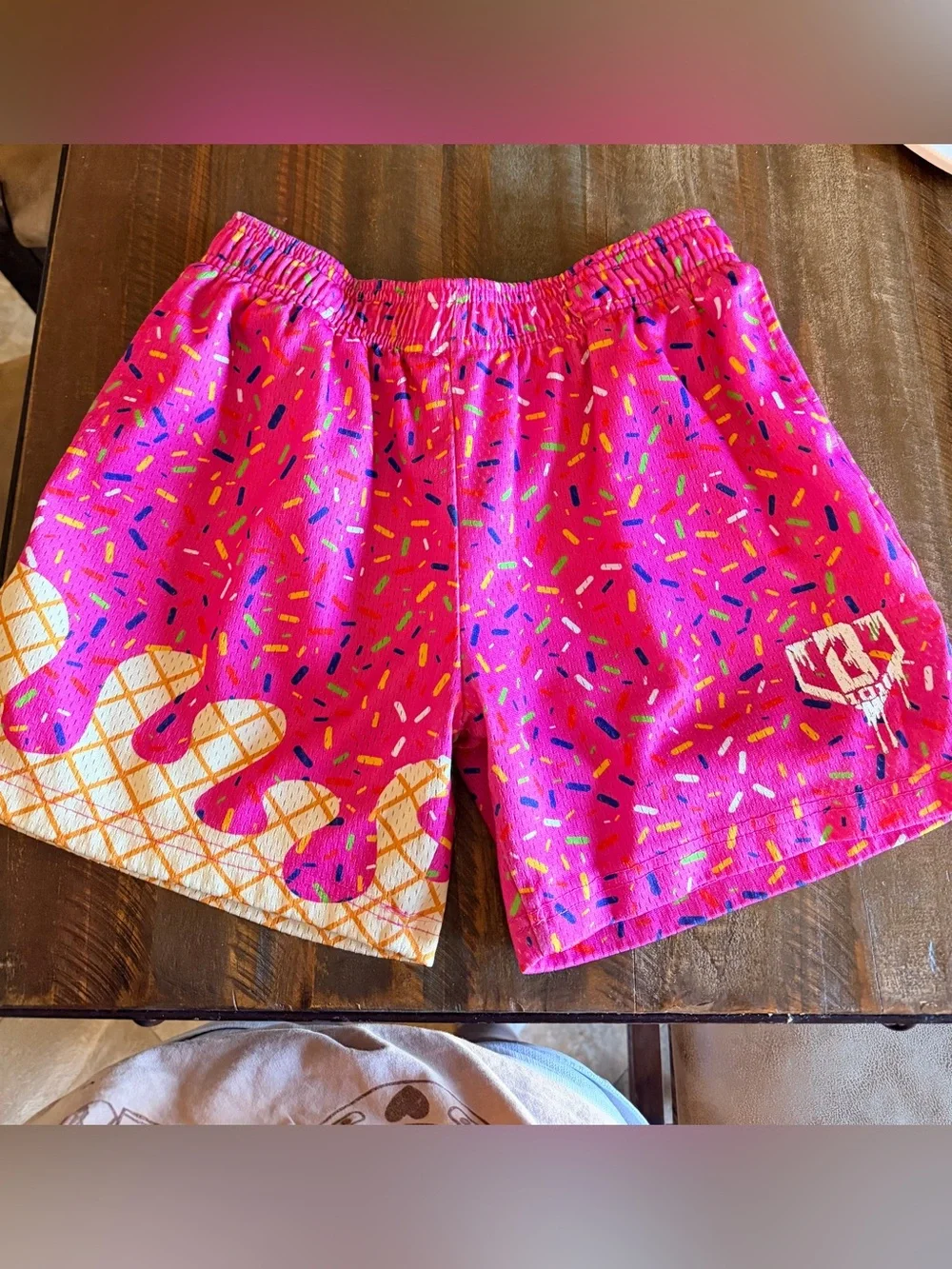 Men’s  Hot Pink Sprinkle Athletic Shorts with Waffle Drip Graphic